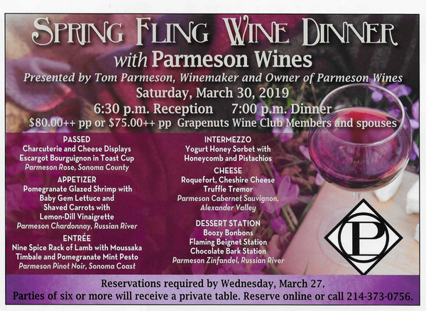 Wine Dinner | Park City Club | Dallas, TX | March 30th