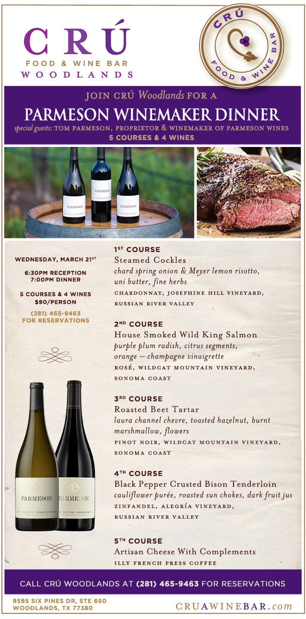Wine Dinner | Crú | The Woodlands | March 21st