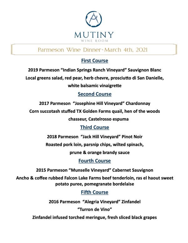 Wine Dinner | Mutiny Wine Room | Houston, TX | March 4th